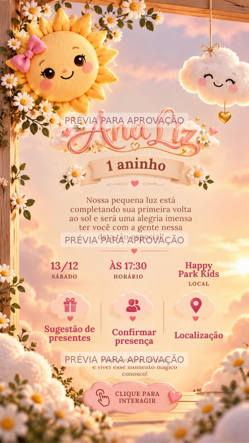 Informações da festa de Ana Liz